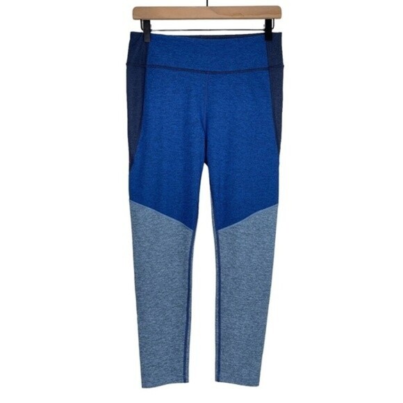 Outdoor Voices Leggings Large Blue 7/8 Tri Tone Warmup Leggings Colorblock - Picture 1 of 9